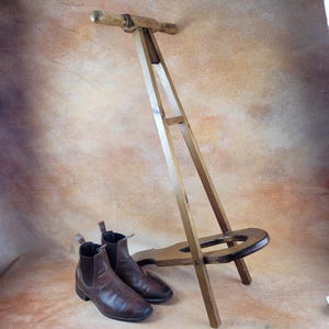 Antique full height boot jack with handles.  Circa 1850.