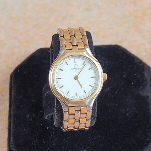 Ladies Omega wrist watch 18ct gold plate on Omega bracelet with spare links.