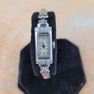 Ladies Platinum and Diamond vintage cocktail watch. Working. Circa 1930