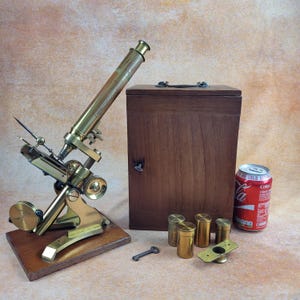 Antikes Messing Mikroskop um 1860 - 1900