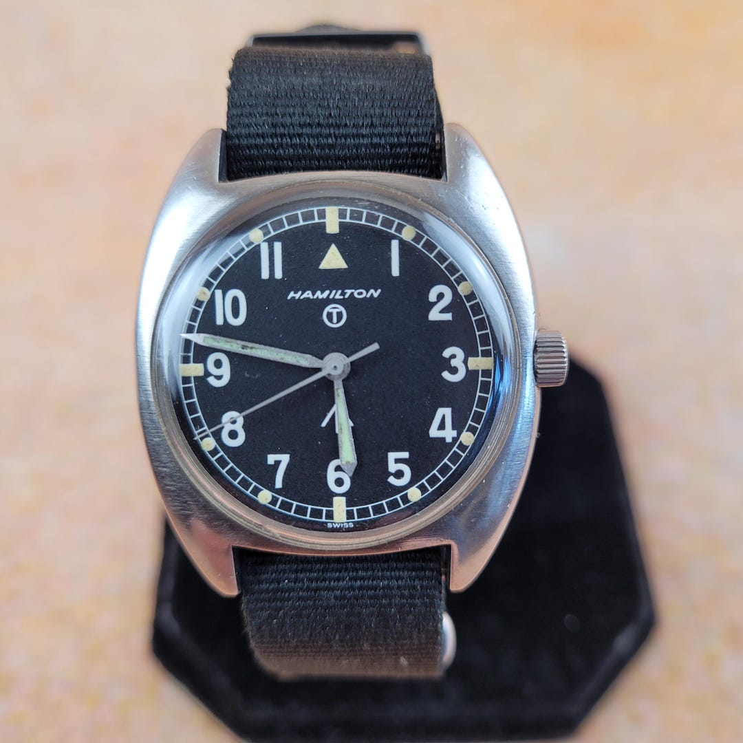 Vintage Military Hamilton Watch W10 British Military Issue, Tonneau Case,  Dated 1975 Canada