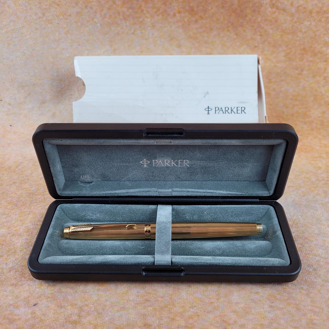 Vintage Parker 75 Milleraies Fountain Pen. in Gold Plate With 18ct Gold ...