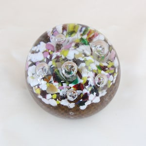 Vintage paperweight with multi coloured glass rods and bubbles