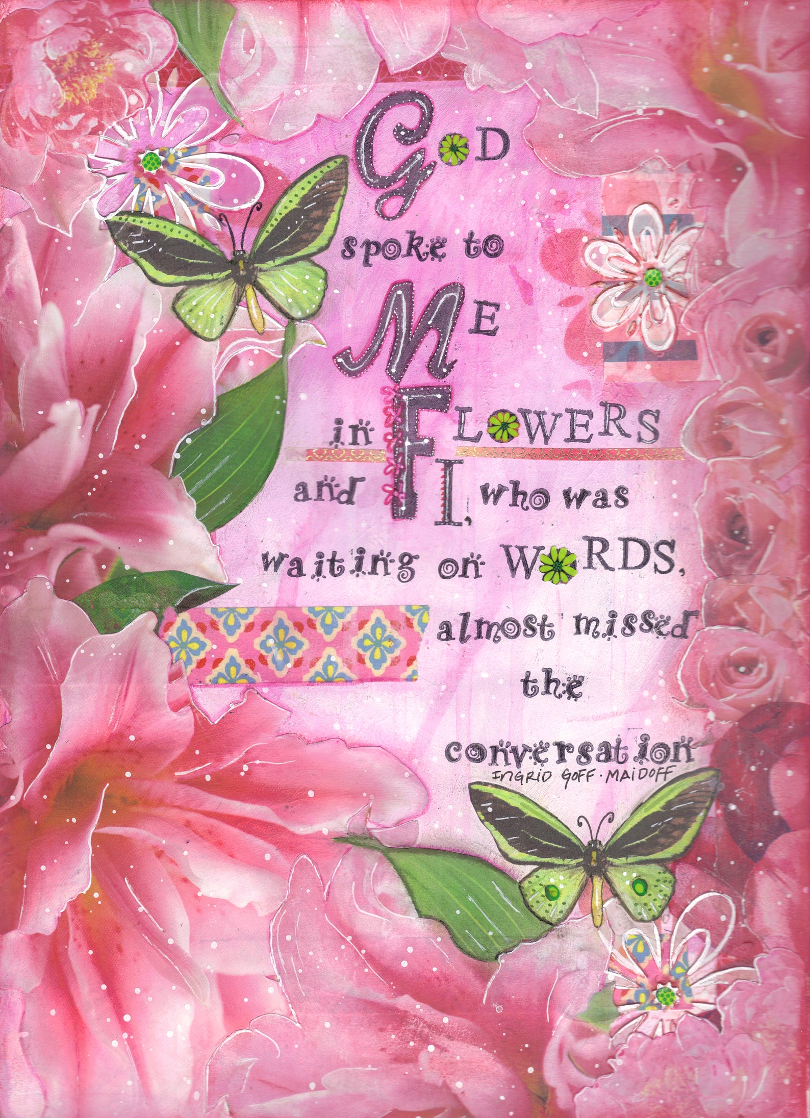 God Flowers Greeting Card 5x7 Mixed Media Collage Etsy