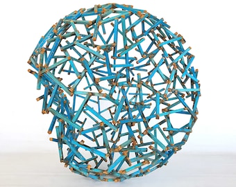 Blue Fritz - Contemporary Metal Sculpture - Fine Art - Outdoor Sculpture - Modern Art - Sphere Sculpture - Blue Steel Sculpture - Yard Art