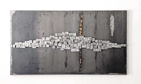 Squarewave contemporary metal wall hanging