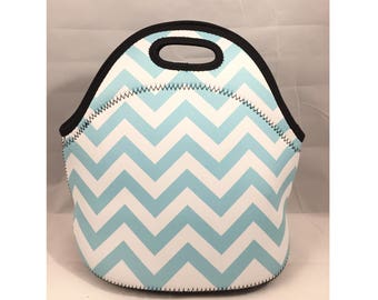 C.C. Neoprene Insulated Lunch Bag | Kids Lunch Bag | Office Lunch Bag | Lunch Box | Vacation Cooler Bag|Teacher Gift Nurse Gift|Teal Chevron