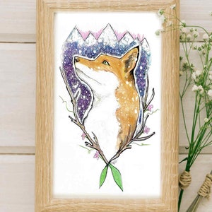 Fox afdrukbare muurkunst - digitale download - Foxes Wall Art - Decor van de kinderkamer - Fox Lover Art - kunst aan de muur berg - Woodland Art - originele kunst