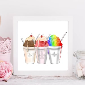 New Orleans Snoball Art Print – Colorful NOLA Wall Decor, Louisiana Summer Treat, Snowball Watercolor, Southern Home Accent, Original Art