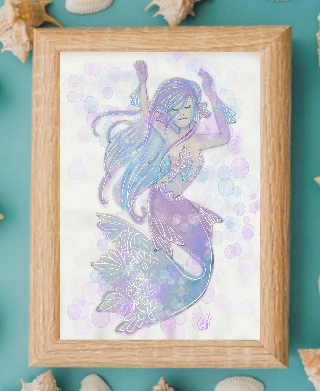 Mermaid Bathroom Decor - Mermaid Art - Mermaid Illustration - Bathroom ...