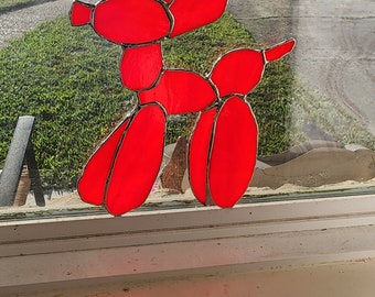 One of a Kind Stained Glass Art - Balloon Dog Stained Glass -  Suncatcher - Handmade Stained Glass Art - Custom Stained Glass Art