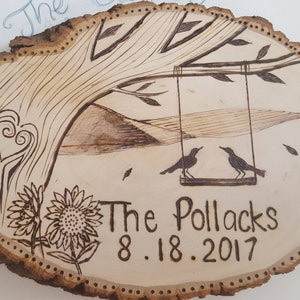 Custom Wood Burning Art - Personalized Pyrography - Rustic Wall Decor - 5th Anniversary Gift - Handmade Woodburned Art