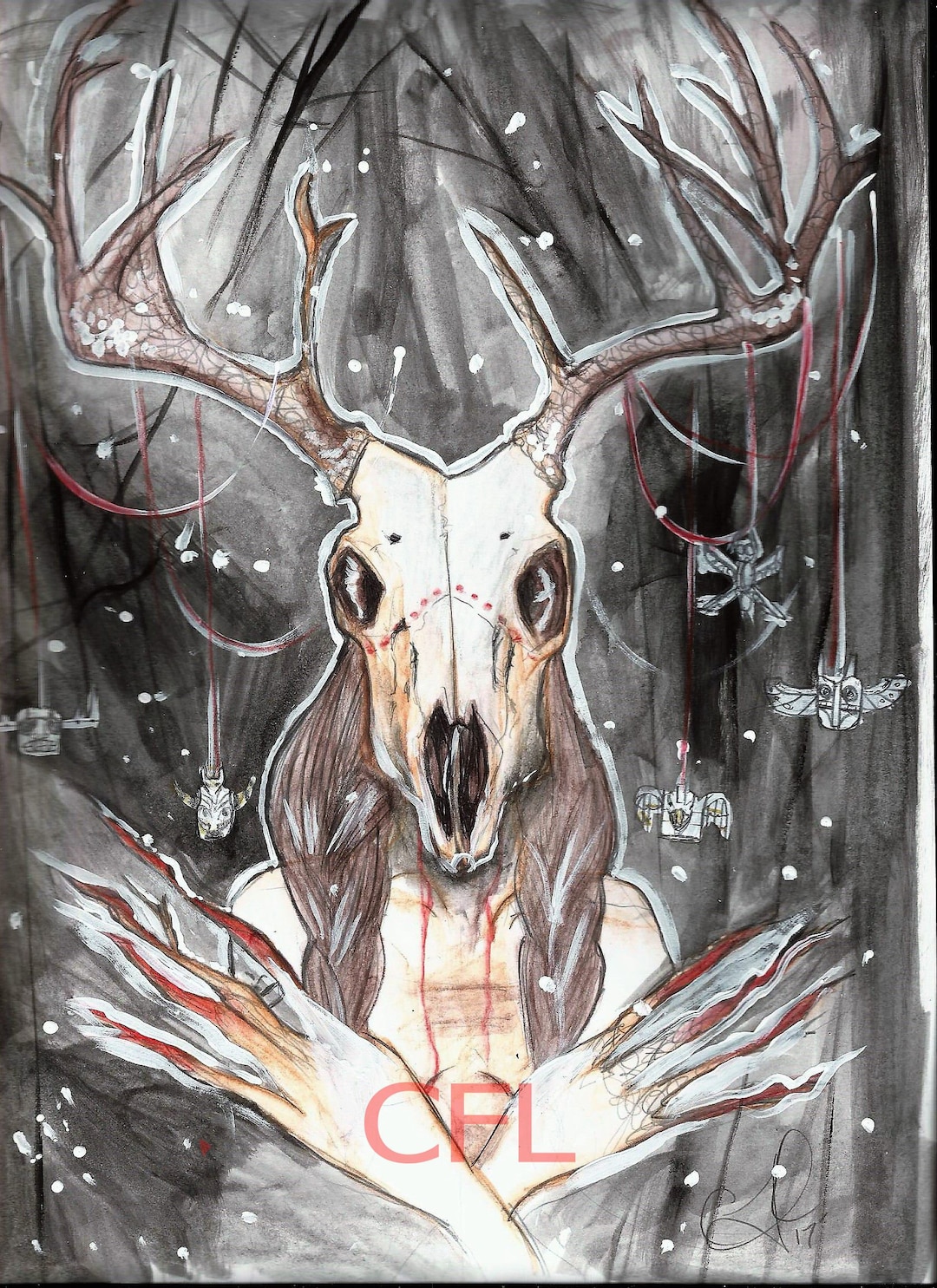 Printable Wall Art Wendigo Horror Art Native American Decor