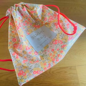 Bikini bag/sac étanche / maillot mouillé/coton enduit liberty lemon curd/étiquette oeko tex