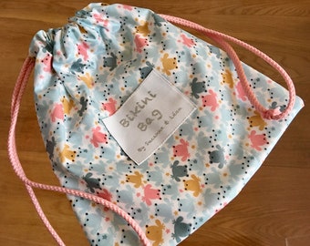 Bikini bag/ sac étanche pour maillot de bain/coton enduit/traité non polluant.