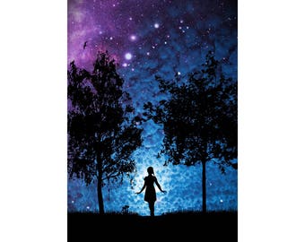 Girl Walking Through Twilight - Surreal Fantasy - Fantasy Poster - Fantasy Artwork