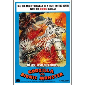 Godzilla vs. The Bionic Monster Movie Poster Print - 1974 - Sci-Fi - One Sheet Artwork - Digital Download