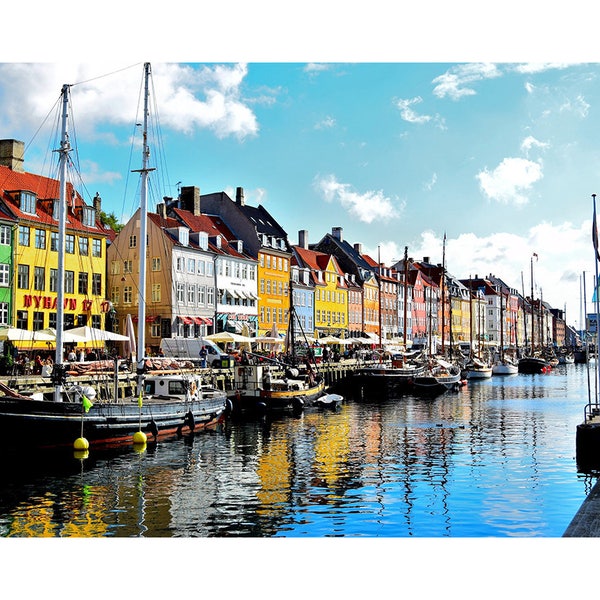 Nyhavn District In Denmark - Scenic Landscape - Seaside Photo - Landscape Poster - Digital Download