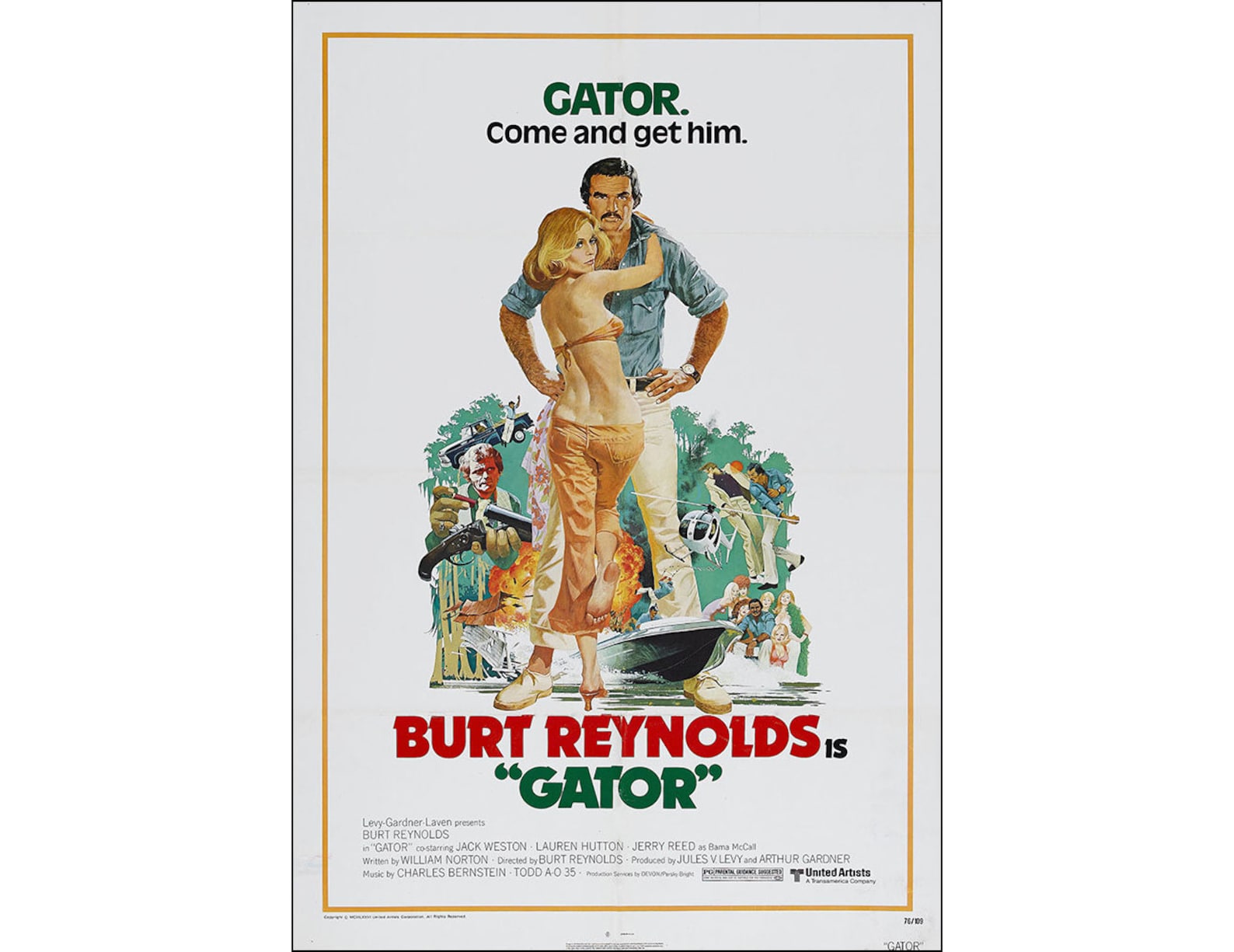Gator Movie Poster 1976 Burt Reynolds Action One Sheet Artwork Etsy