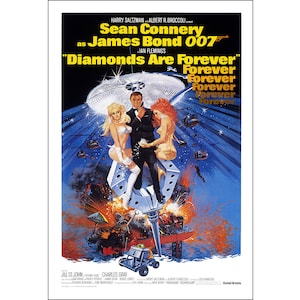 Diamonds Are Forever Movie Poster - 1971  - Action - One Sheet Artwork