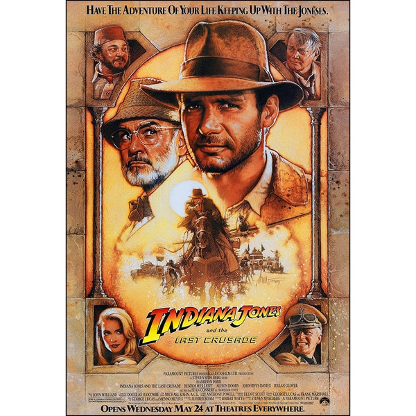 Indiana Jones & Last Crusade Movie Poster - 1989  - Action - One Sheet Artwork