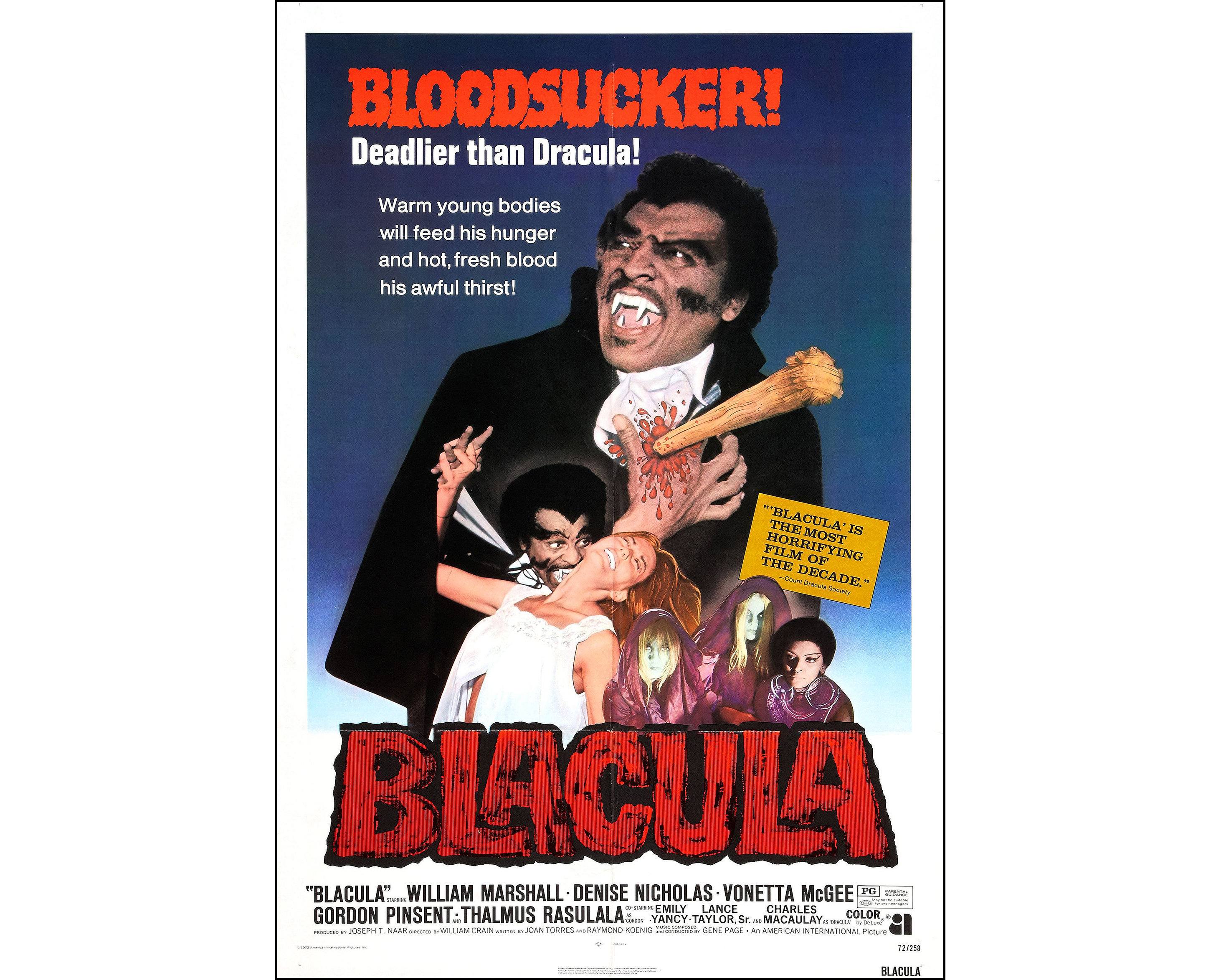 Blacula Movie Poster - 1972 - Horror - One Sheet Artwork - Digital Download