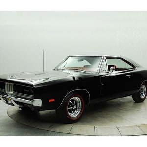 1969 Dodge Charger R / T Black - Muscle Car Photo - Descarga digital