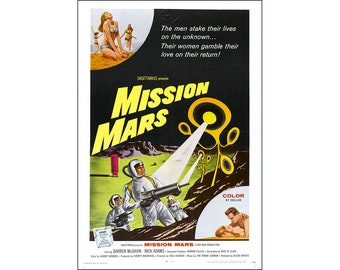 Mission Mars Movie Poster Print - 1968 - Science Fiction - One Sheet Artwork - Digital Download