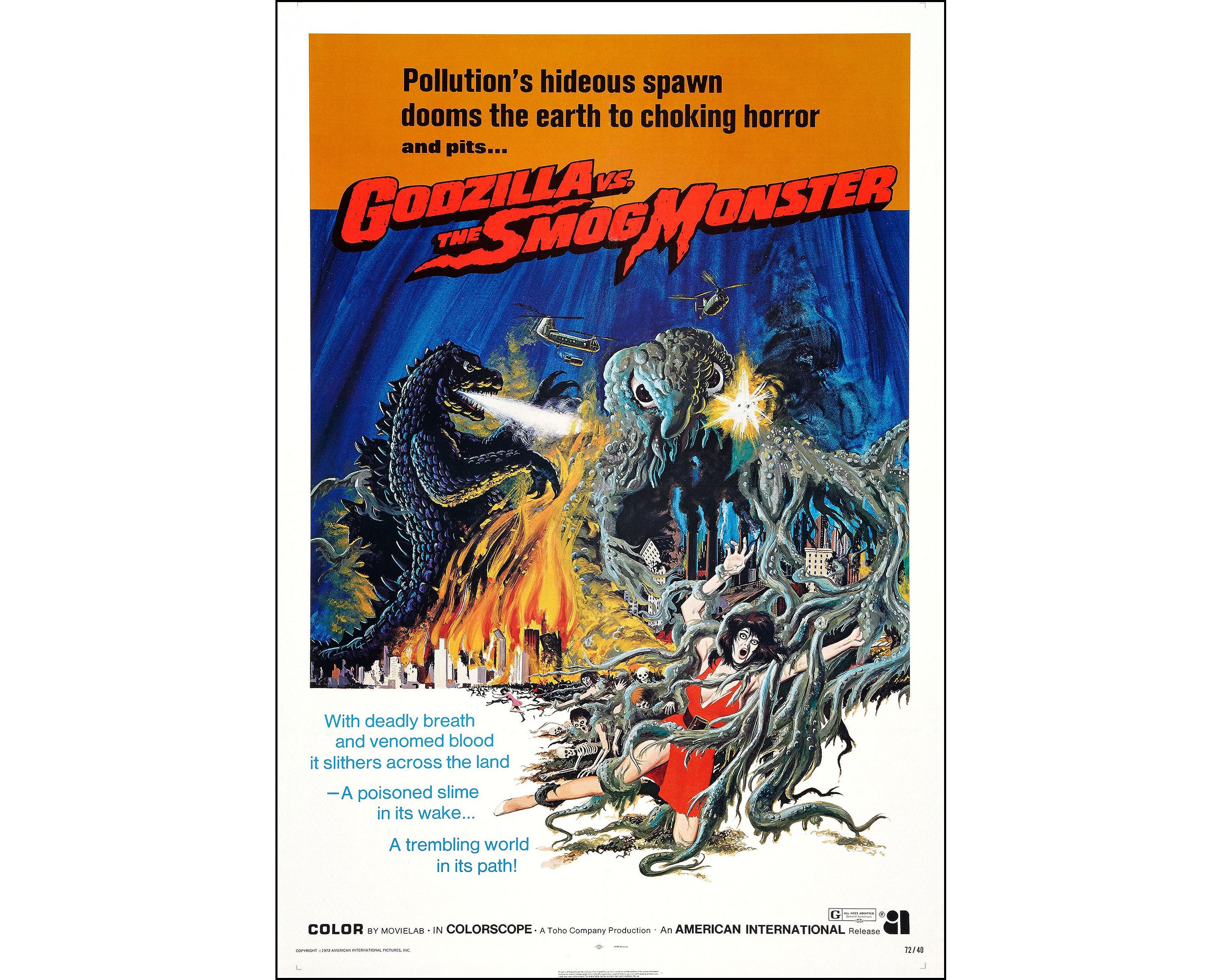 Godzilla Vs. the Smog Monster Movie Poster Print - 1971 - Sci-fi