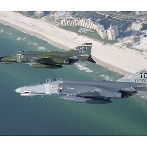 F4 Phantom II &#39;s Over the Ocean - Military Jet Photo - Digital Download