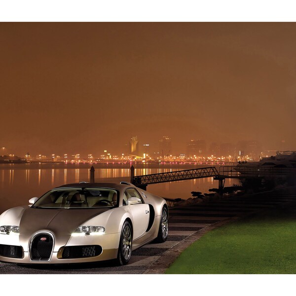Bugatti On The Riverfront -Exotic Sports Car Photo - Digital Download