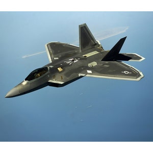 F-22 Raptor Prowling Over Water - Military Jet Photo - Digital Download