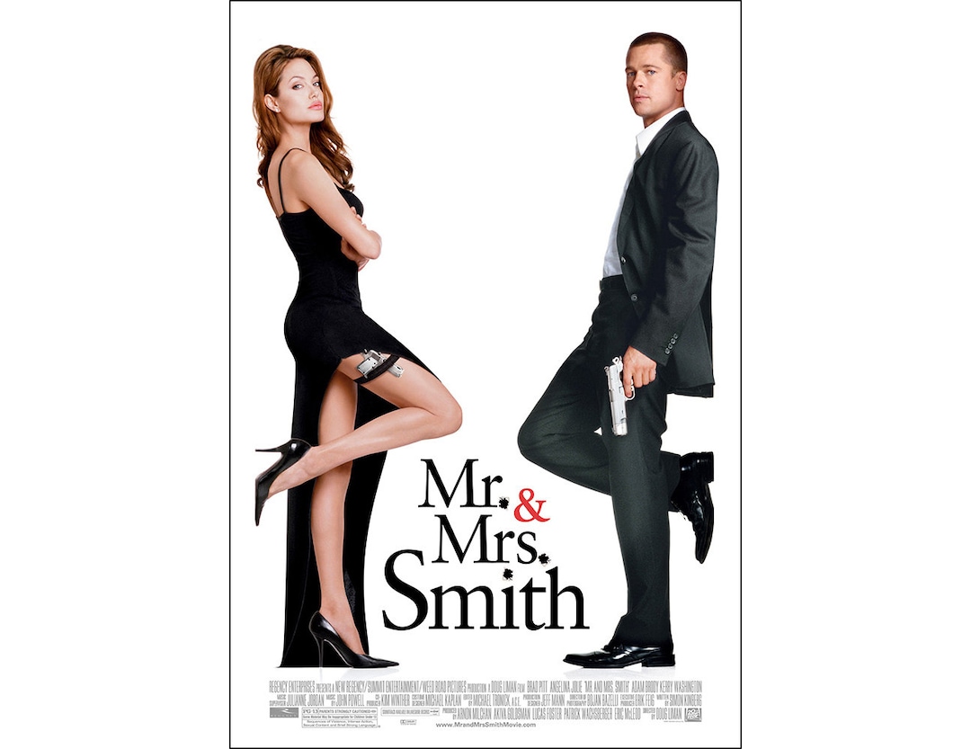 Mr. & Mrs. Smith Movie Poster - 2005 - Action - One Sheet Artwork - Etsy