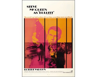 Bullitt Movie Poster - 1969 - Steve McQueen - Action - One Sheet Artwork