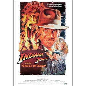Indiana Jones & Temple Of Doom Movie Poster - 1984  - Action - One Sheet Artwork
