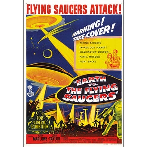 Earth vs. The Flying Saucers Movie Poster Print - 1956 Sci-Fi - One Sheet Artwork - Digital Download