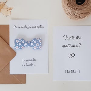 Demande témoin mariage : carte avec noeud papillon en origami