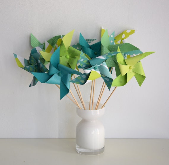 Windmills Apple Green Jade Green Emerald Green Decoration Baptism Baby Shower Communion Birthday