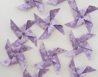 Petits Moulins à vent étoiles violettes, décoration de table baptême, candy bar, communion, anniversaire