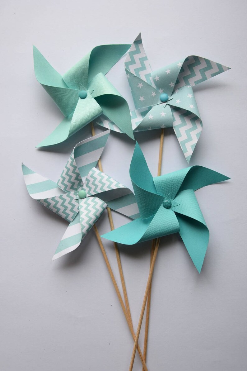 Water Green Wind Mills Mint Green Baptism Decoration Baby Etsy