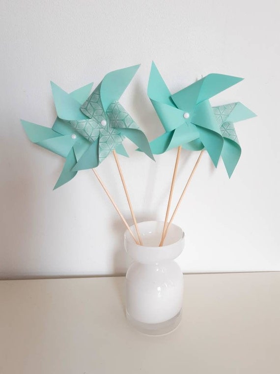 Green Water Windmill Mint Green Baptism Communion Wedding Etsy