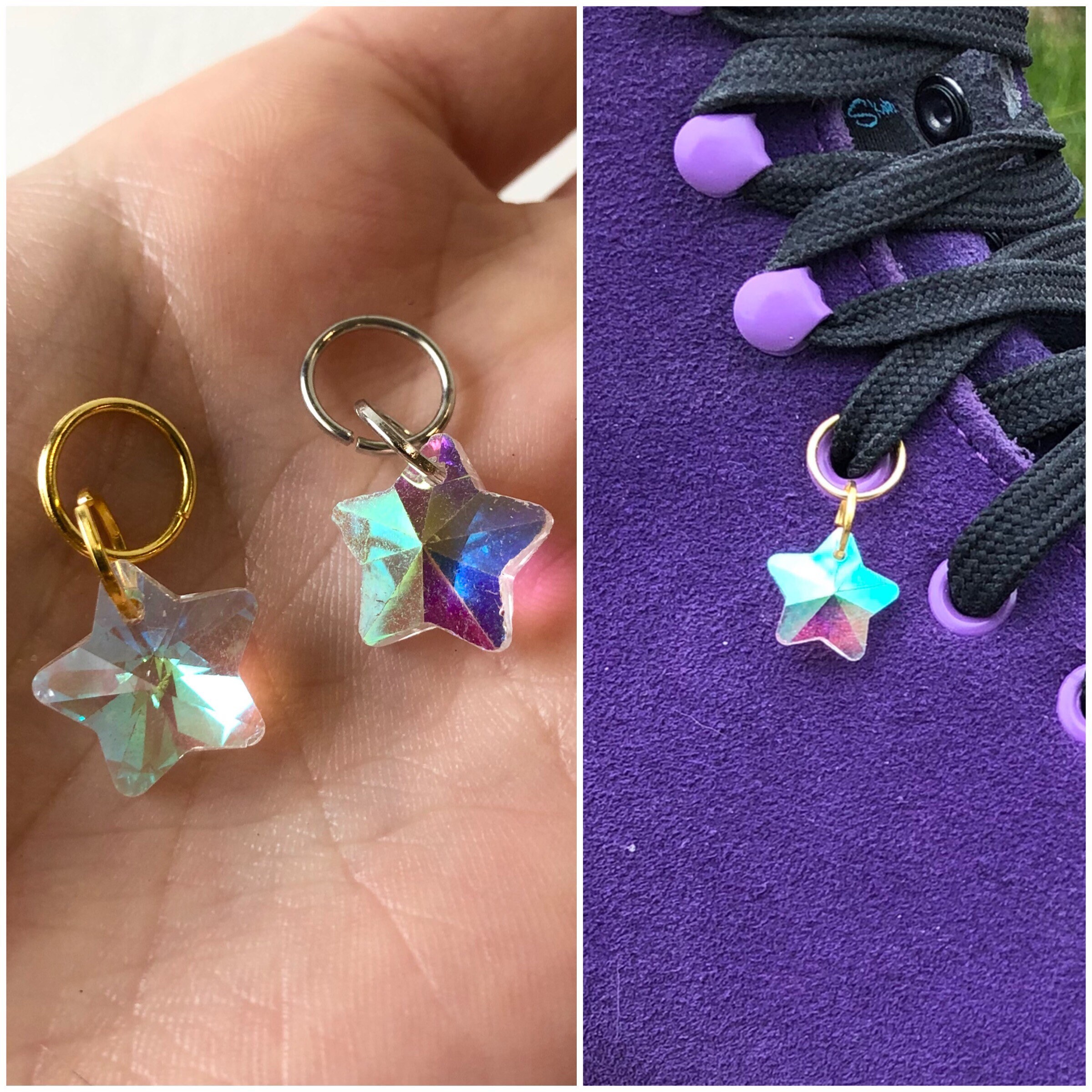 Handmade Roller Skate Star Charms - PAIR - Roller Skate Accessories