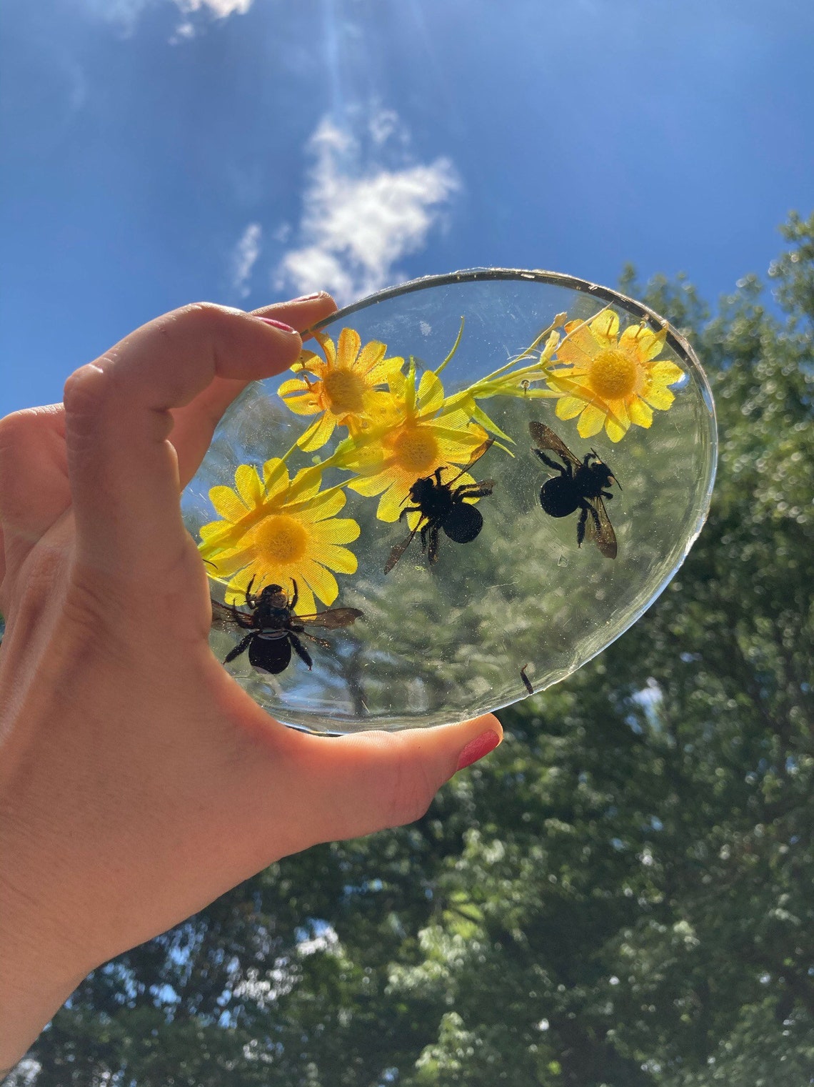 Resin Floral Bee Art Etsy
