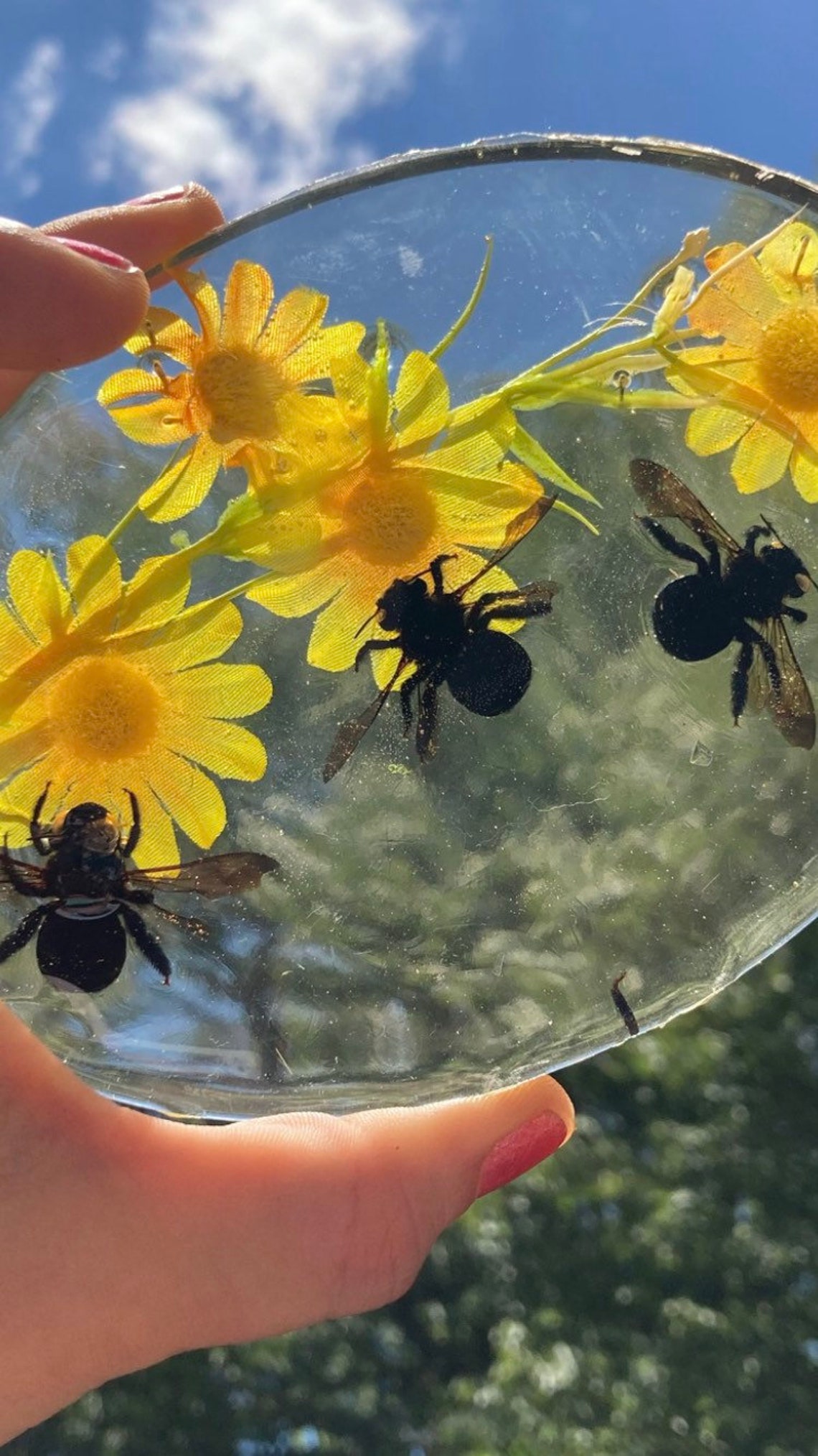 Resin Floral Bee Art Etsy