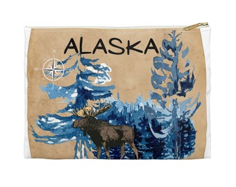 Wanderlust Cosmetic bag Makeup Bag Toiletries Bag Makeup Case Alaska Travel Cosmetic Case Large Cosmetic Bag Alaska Travel Case For Her