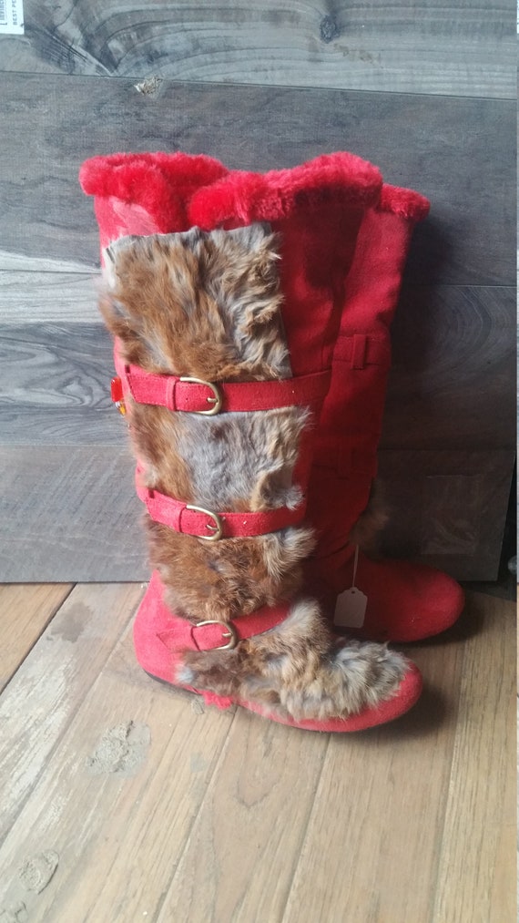 wide calf fur boots
