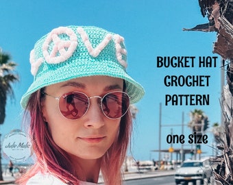 Women’s summer bucket hat PDF CROCHET PATTERN Cute sunhat with brim Pretty vacation hat adults Festival hippie hats Breathable beach hat