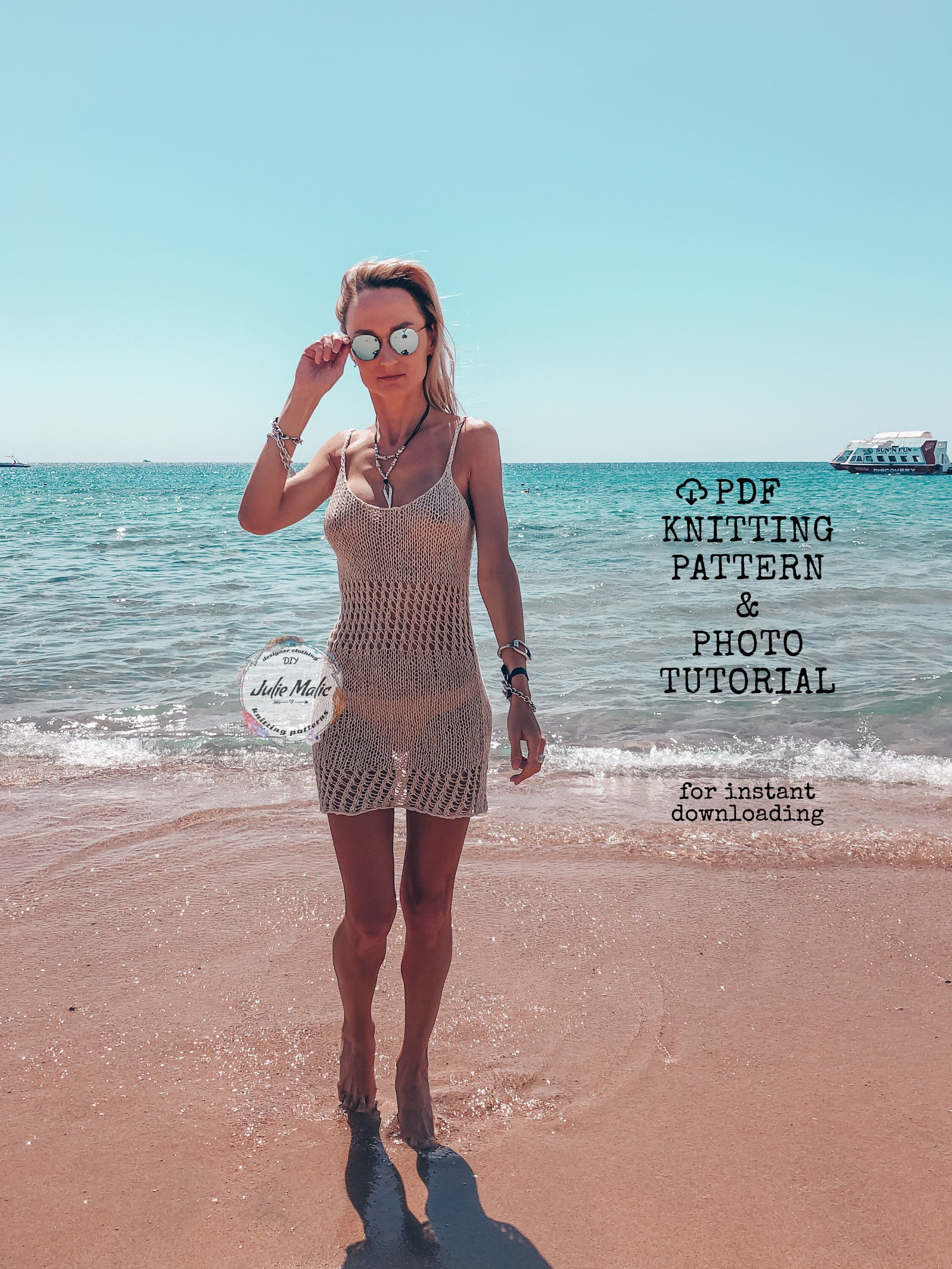Sexy Sheer Knitted Dress PDF Easy Pattern & Tutorial Beach Cover