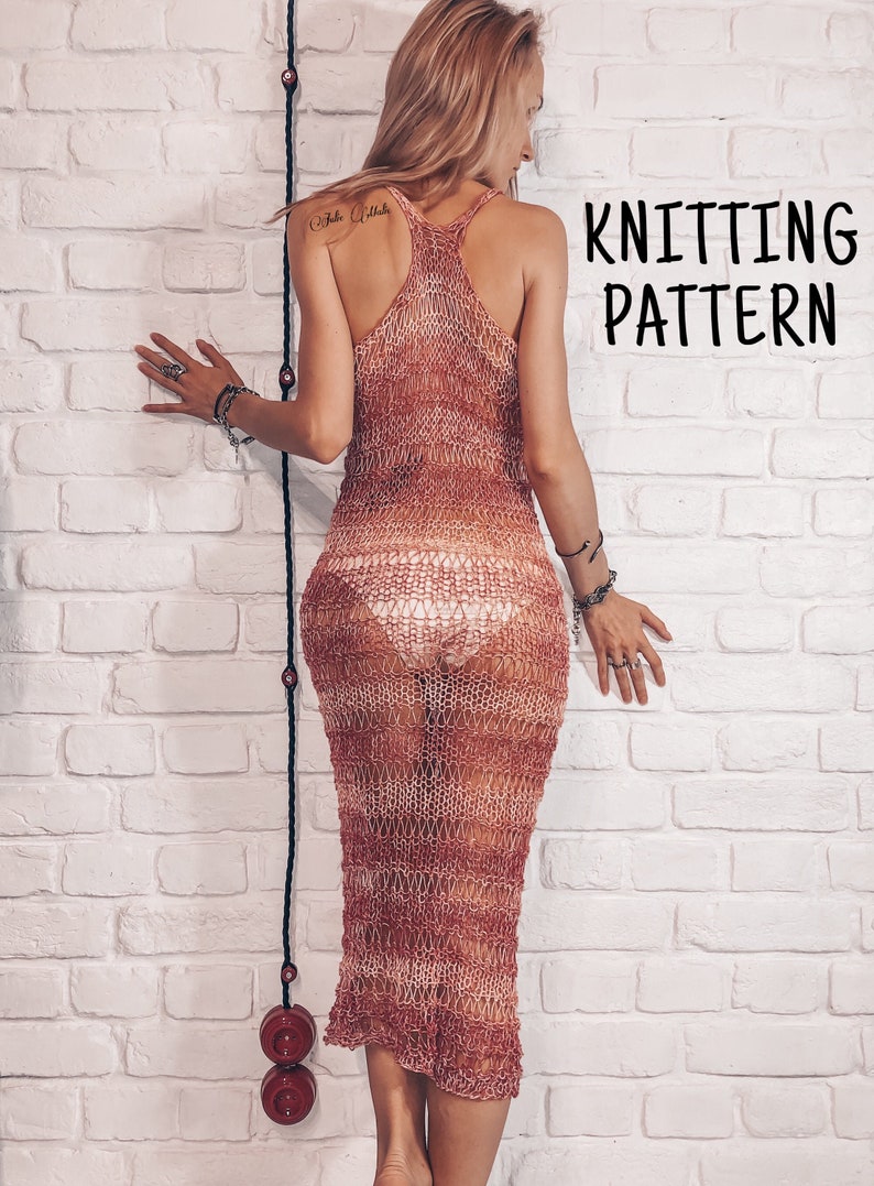 Sexy sheer dress PDF knitting pattern See through dress knit Etsy