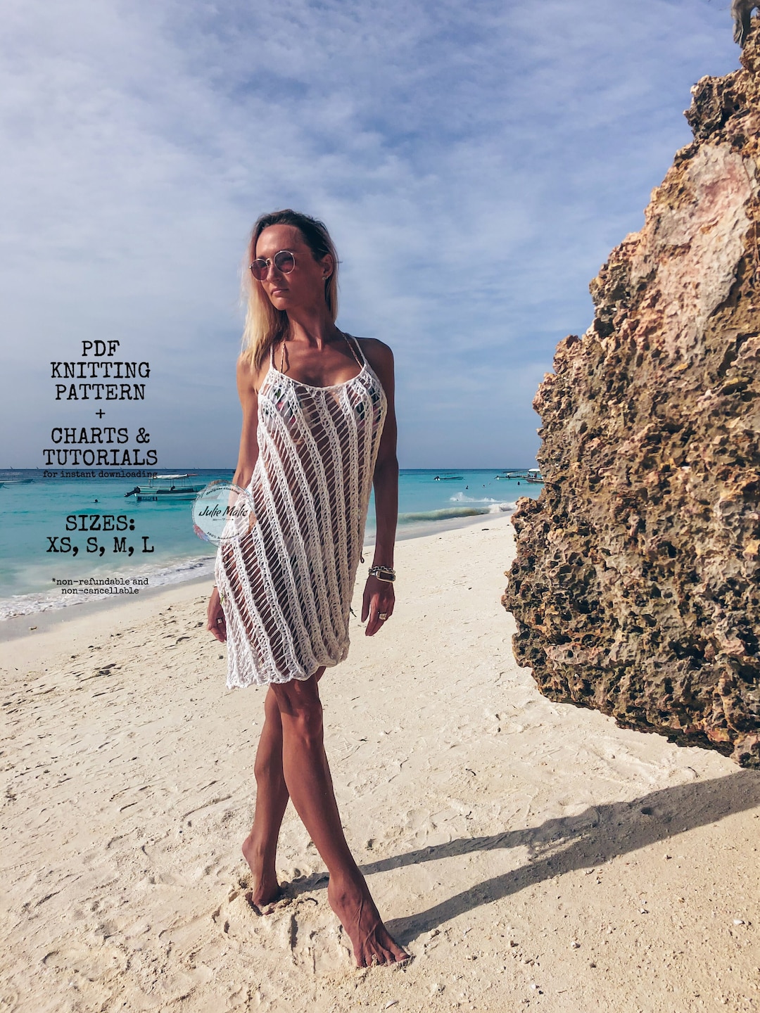 Short Dress PDF Knitting Pattern Semi Sheer Tunic Easy Knit Pattern See Through Dress